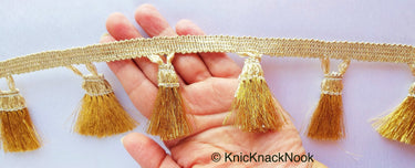 Copper Brown / Silver Grey / Golden Brown And Beige Shimmer Thread Fringe Trim Tassels One Yard Trim, Approx. 60mm Wide - 210119L285/86/87